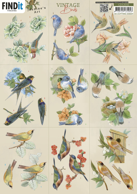 3D Cutting Sheet – Jeanine’s Art – Vintage Birds – Mini