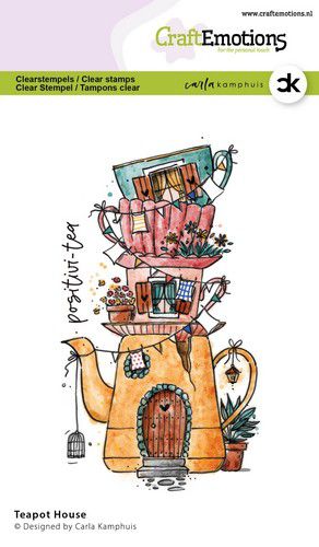 CraftEmotions clearstamps A6 – Teapot House Carla Kamphuis
