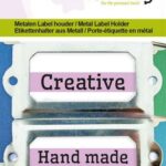 CraftEmotions Metalen label houder groot - zilver 2 st 32x70mm