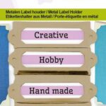 CraftEmotions Metalen label houder klein  - oud brons 4 st 18x60mm