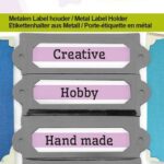 CraftEmotions Metalen label houder klein - zwart 4 st 18x60mm