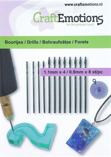 CraftEmotions Mini boortjes 8×0,9mm – 4×1,1mm