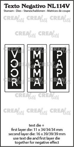 Crealies Texto Negativo VOOR MAMA PAPA (V)  – (NL)