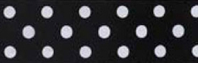 Satijnlint zwart met witte stipjes – 10mm breed – per meter
