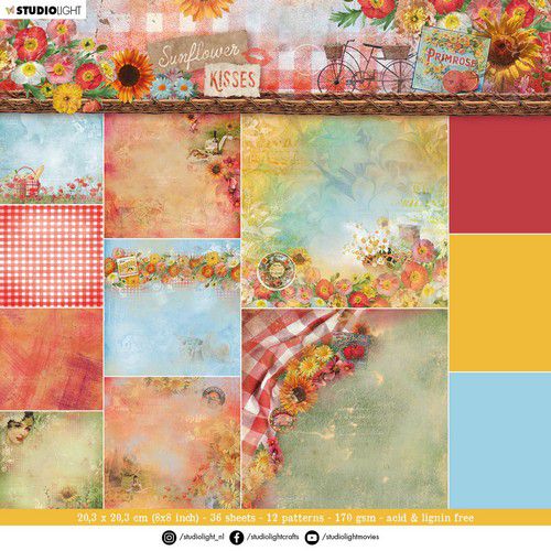 **-30%** Studio Light Paper pad Sunflower Kisses nr.88 SL-SK-PP88 203x203mm