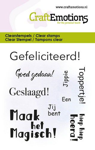 CraftEmotions clearstamps 6x7cm – Teksten NL Gefeliciteerd
