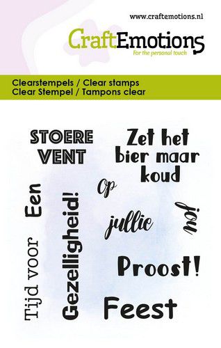 CraftEmotions clearstamps 6x7cm –  Nederlandse Teksten Stoere Vent – Proost!
