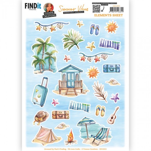 3D Cutting Sheets – Yvonne Creations – Summer Vibes – Small Elements B