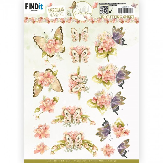 Knipvel – Beautiful Butterflies Pink – Precious Marieke