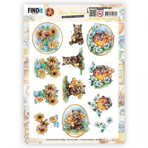 3D Push out – Yvonne Creations – Bee Honey – Brown Bear
