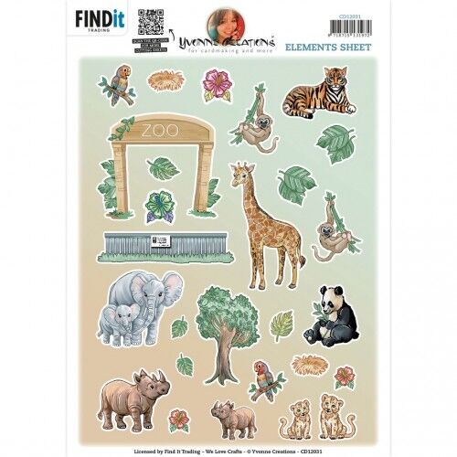 Cutting Sheet – Yvonne Creations – Small Elements Zoo A