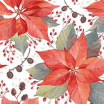 Servetten 5st - Poinsettia and Berries - Ambiente