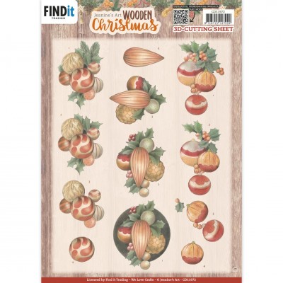3D Cutting Sheets – Jeanine’s Art – Wooden Christmas – Orange Baubles