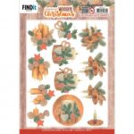 3D Push Out - Jeanine's Art - Wooden Christmas - Orange Candles