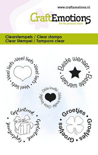 CraftEmotions clearstamps  -Tekst rondjes met tekening NL
