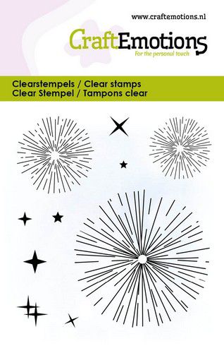 CraftEmotions clearstamps  – Vuurwerk met sterren