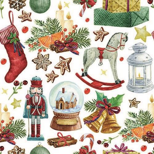 CraftEmotions servetten 5st – Achtegrond klassieke kerst figuren