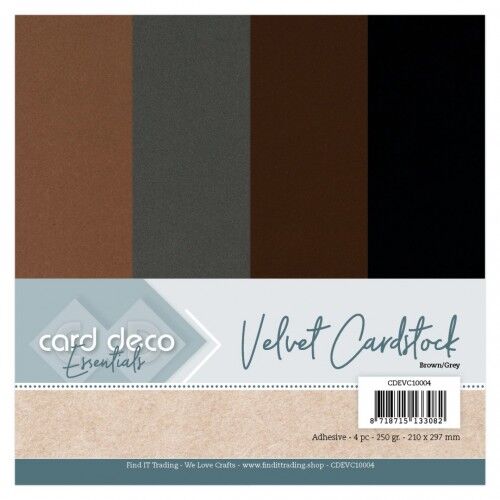 Card Deco Essentials – Velvet, Velours, Fluweel en zelfklevend Karton Brown/Grey
