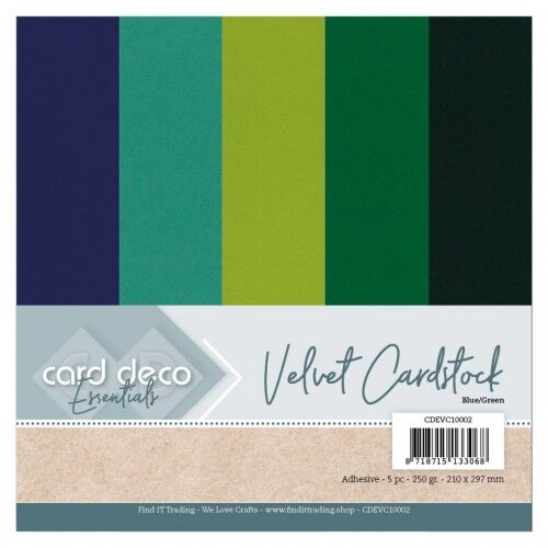 Card Deco Essentials – Velvet, Velours, Fluweel en zelfklevend Karton Blue/Green