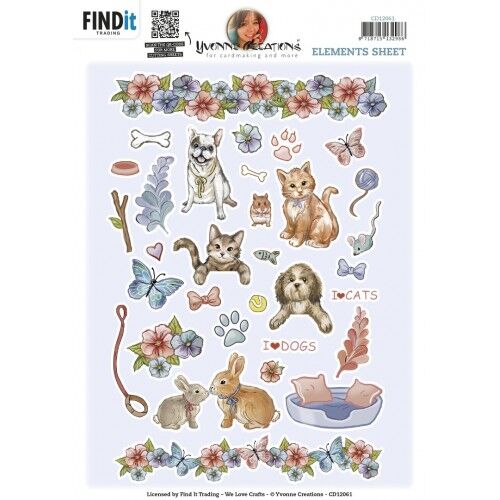 Cutting Sheet – Yvonne Creations – Small Elements Pets