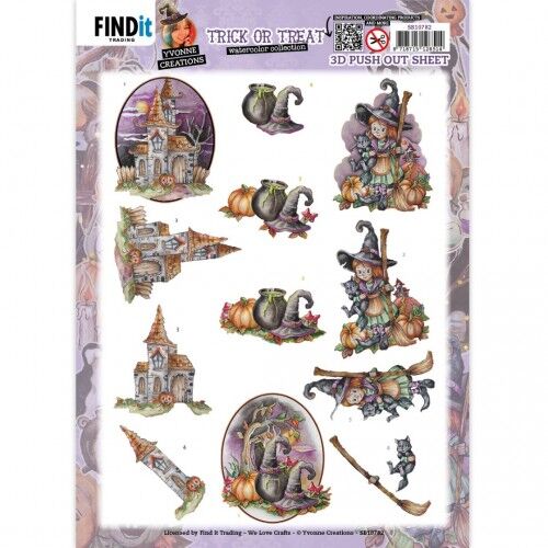 3D Push-Out – Yvonne Creations – Trick or Treat – Halloween Witch