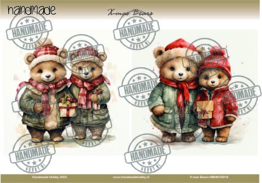 Knipvel Christmas Bears- Handmade Hobby
