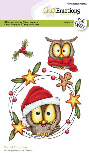 CraftEmotions clearstamps  – Owls 4 Christmas Carla Creaties