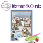 Dotty Designs Diamond Cards - Bird in a snowy Christmas village