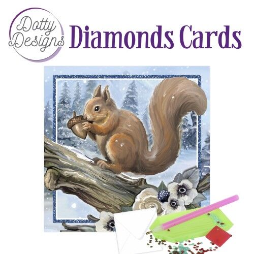 Dotty Designs Diamond Cards – Squirrel in a snowy landscape
