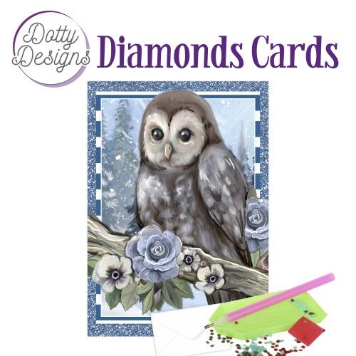 Dotty Designs Diamond Cards – Owl with ice flowers in the snow