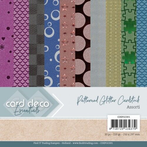Card Deco Essentials – Patterned Glitter Cardstock A4