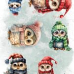 Rijstpapier nr. 4 Owl A4 - Merry Christmas - Art Alchemy