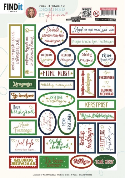 Push-Out – By Anna – Sentiments sheet – Happy Christmas