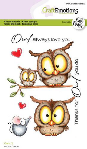 CraftEmotions clearstamps – Owls 2 Carla Creaties