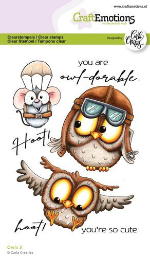 CraftEmotions clearstamps – Owls 3 Carla Creaties