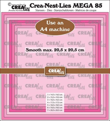 Crealies Crea-Nest-Lies Mega Vierkant glad halve cm CLNestMega85 For A4 machine