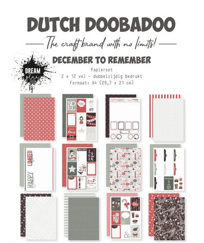 Dutch Doobadoo Papier December to remember 2×12 vel A4 473.005.052