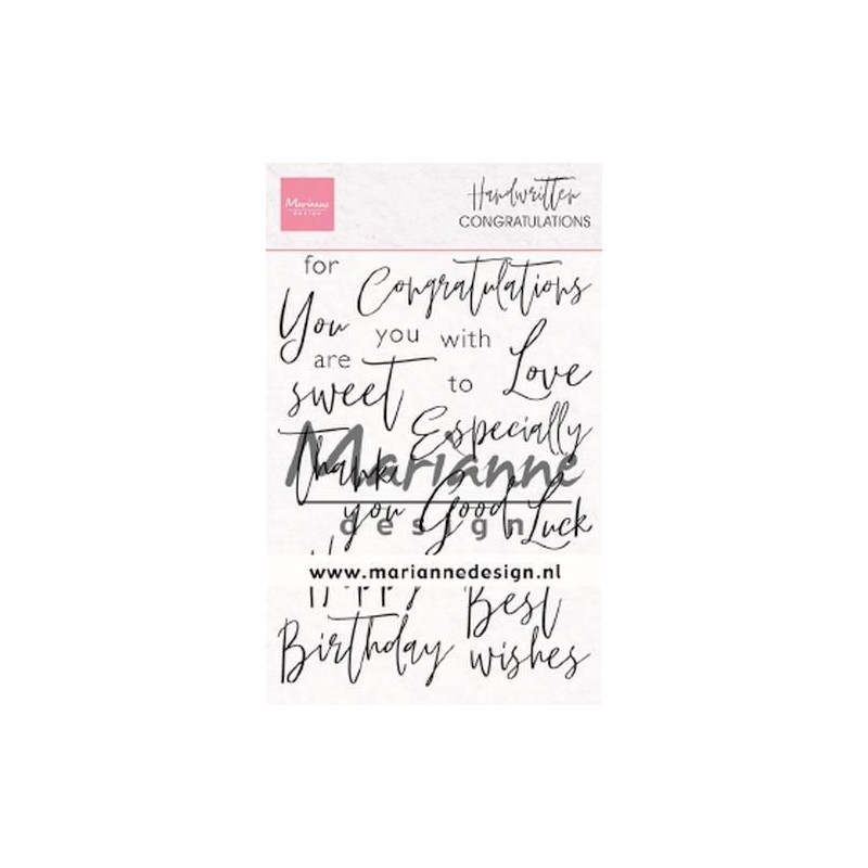 **-70%** Clear Stamps Handgeschreven “Congratulations”  – Marianne Design