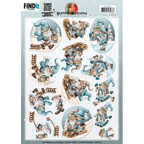 3D Cutting Sheet – Yvonne Creations – Winter Gnomes Sledge
