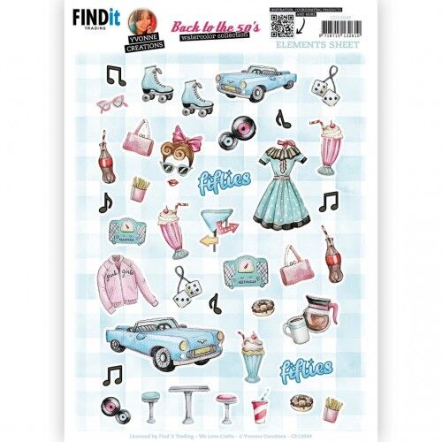 Cutting Sheet – Yvonne Creations – Back to the fifties – Small Elements A