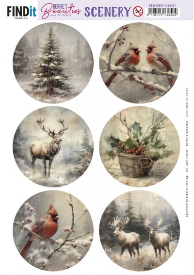 Push-Out Scenery – Berries Beauties – Vintage Christmas Round