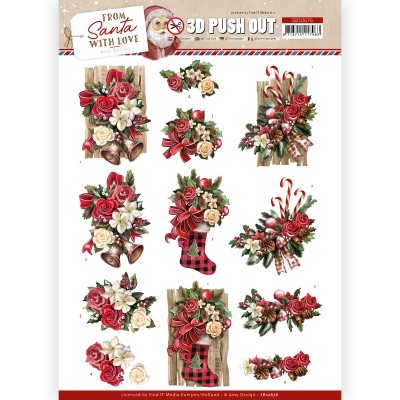 3D Push-Out – Amy Design – From Santa with Love – Red Bow