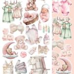 Extras to Cut Set 30,5x15 cm Hello Baby – Girl, 250 gsm, mirror print