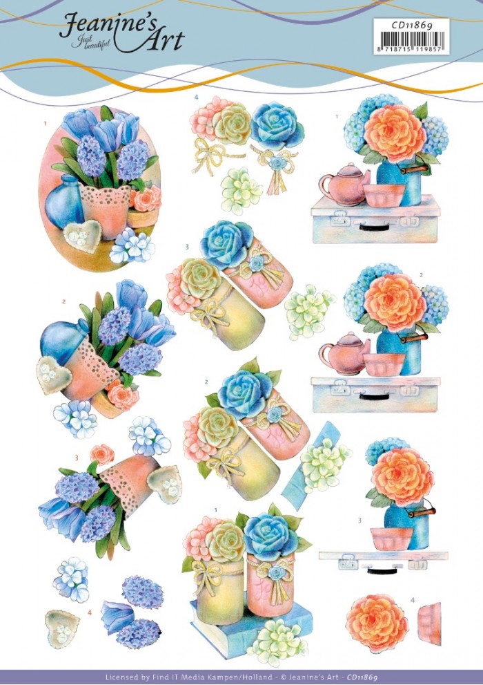 3D Cutting Sheet – Jeanine’s Art – Blue Flowers
