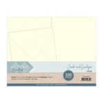 **WEEK ACTIE ** 50 Vierkante kaarten + 50 enveloppen 13,5 x 13,5 - Creme - Card Deco