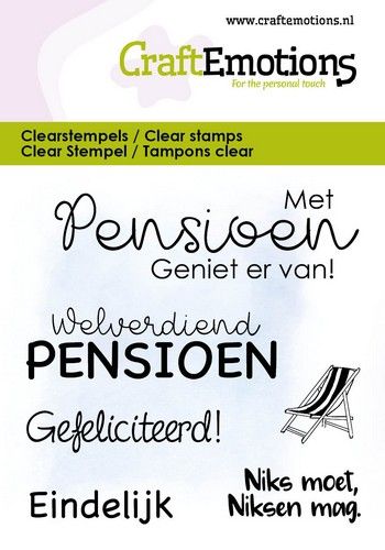 CraftEmotions clearstamps 6x7cm – Met Pensioen Tekst NL