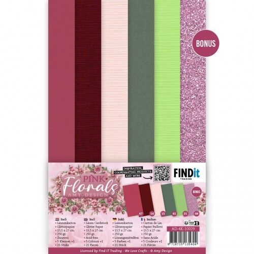 Linen Cardstock Pack – Amy Design – Pink Florals – 4K