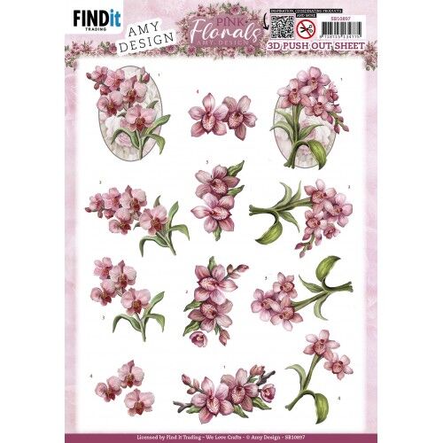 3D Push Out – Amy Design – Pink Florals – Orchid