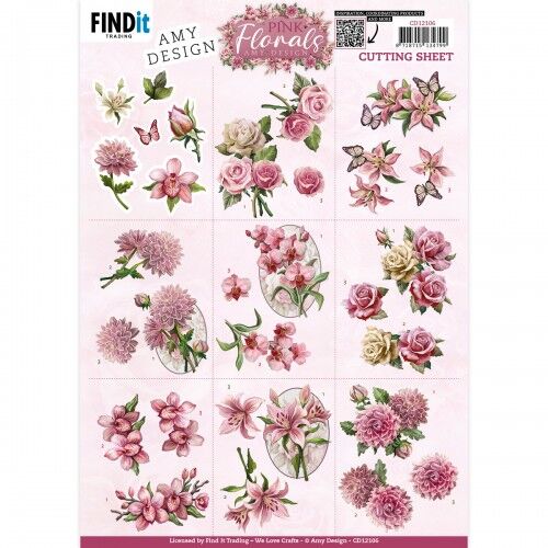 Cutting Sheets – Amy Design – Pink Florals – Mini