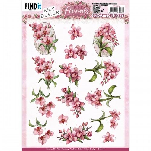3D Cutting Sheets – Amy Design – Pink Florals – Orchid